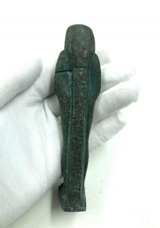 LARGE UNUSUAL CA.  1300 BC EGYPTIAN BRONZE USHABTI - RARE - R107 3