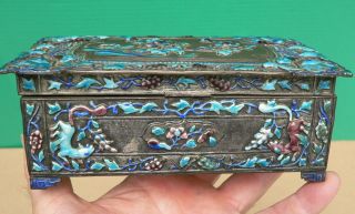 Antique c1900 Asian Chinese Enamel SMOKING SET Cigarette Box & Ashtrays 7