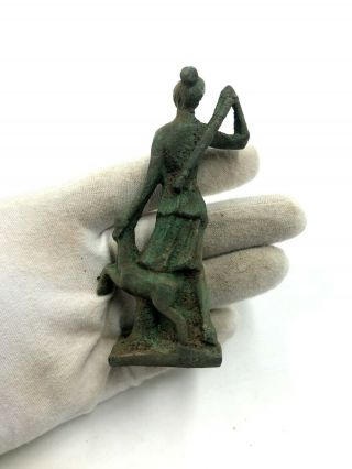 EXTREMELY RARE ROMAN CA.  300 AD BRONZE STATUETTE OF HUNTING GODDESS DIANA R104 3