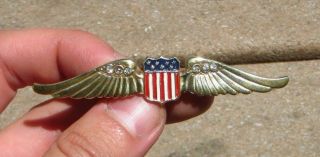 Ww2 Us Army Military Patriotic Pilot Wing Badge Brooch Home Front Jewelry