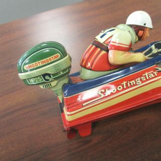 Vtg YONEZAWA JAPAN TIN LITHO SHOOTING STAR OUTBOARD RACER BOAT Wind Up FRICTION 2