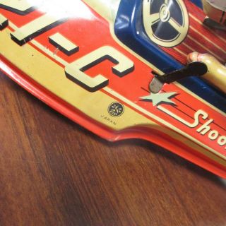 Vtg YONEZAWA JAPAN TIN LITHO SHOOTING STAR OUTBOARD RACER BOAT Wind Up FRICTION 5