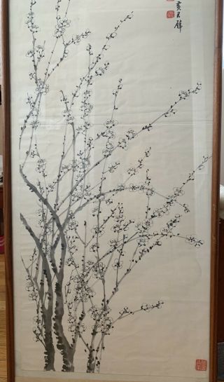 Chinese 100 Hand Painted Scroll Painting With Calligraphy On Paper,  Signed.