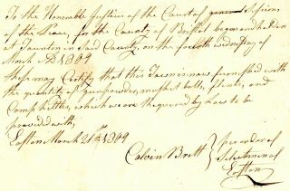 1809 Early American Doc Town Of Easton Certifys Gunpowder Musket Balls Flintssu