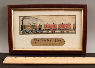 Antique Silk Stevengraph,  Lord Howe,  Early Steam Locomotive Passenger Train,  Nr