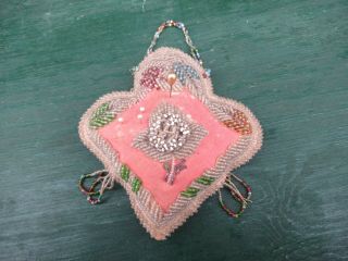 Antique Native American Indian Pin Cushion With Beads Whimsey