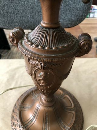 Antique Table Lamp with Carmel Slag Glass,  Cupid Base and Ornate Shade 3