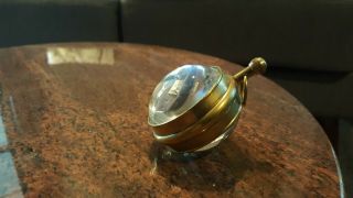 Vintage Mid Century Modern The Kings Magnified Orb Clock Paperweight 17 Jewel 2