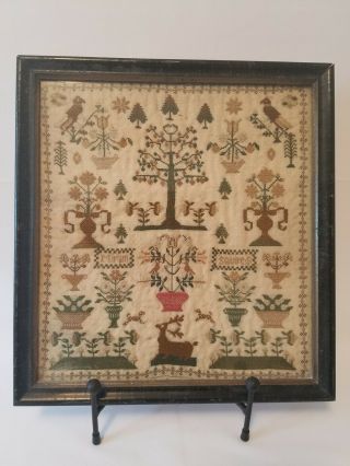 18th or 19th C Needlepoint Embroidered Sampler 