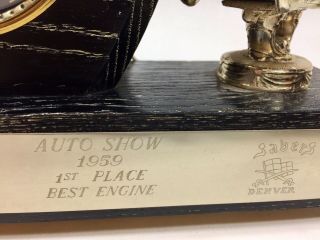 Vintage Mid - Century Modern 1950 ' s Hot Rod Auto Show Trophy Electric Mantle Clock 2