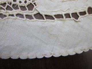 ANTIQUE HAND EMBROIDERED ROUND CRINOLINE LADIES AND GENTS TABLECLOTH 12