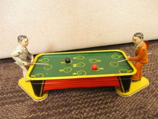 Vintage Ranger Steel Products Tin Litho Wind Up Billiards Game With Two Players