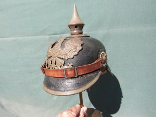 1915 German Ww1 Pickelhaube Spiked Helmet Interesting Markings Inside Helmet