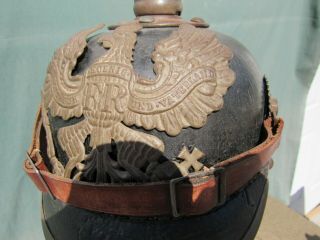1915 German WW1 Pickelhaube spiked helmet Interesting Markings inside Helmet 2
