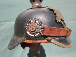 1915 German WW1 Pickelhaube spiked helmet Interesting Markings inside Helmet 5