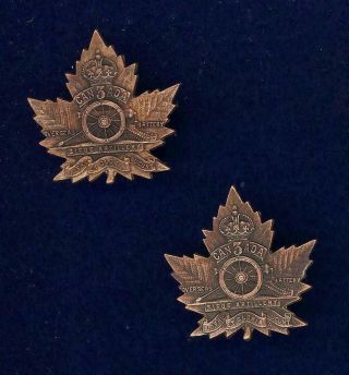 3rd (montreal) Siege Battery (" Overseas Battery " Variety) - Collar Badges (pair)