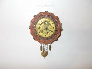Rare Lux " Octagon Sunflower " Miniature Pendulette Clock Circa 1930