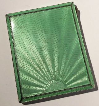 Art Deco Silver & Guilloche Enamel Cigarette Card Case / Adie Brothers 1933