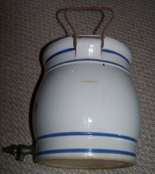 Antique Western Stoneware 2 Gallon Water Cooler With Cover & Handles Vintage 3
