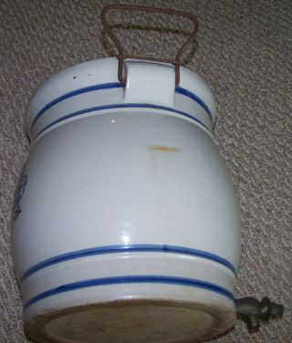 Antique Western Stoneware 2 Gallon Water Cooler With Cover & Handles Vintage 4