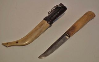 Finnish Knife Puukko Rare Quality Authentic Scrimshaw Finland circa 1900 5