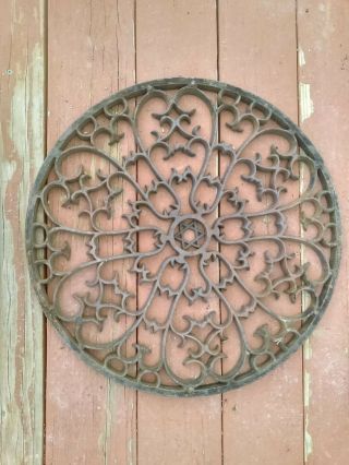 21 " Dia Vintage Cast Iron Heat/air Register Grate W/ Star Of David In The Center