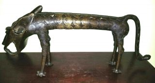 Authentic Early 20th Century African Leopard Bronze Sculpture