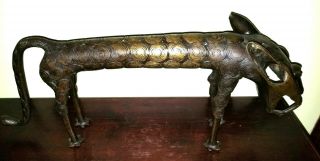 Authentic Early 20th century African Leopard bronze sculpture 2