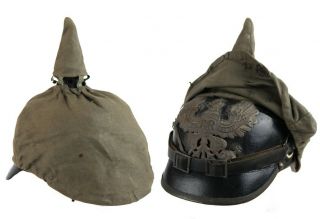 Wwi German Prussian Pickelhaube Spiked Helmet With Cover - Battle,  Kia