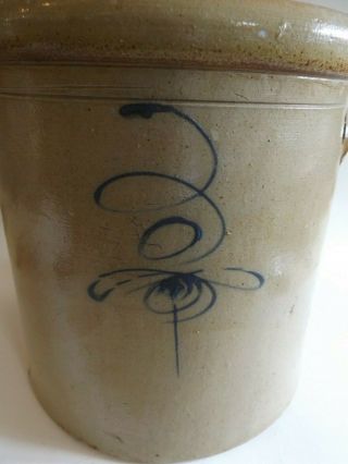 Rare Antique 3 Gallon Stoneware Crock with Bee Sting Decoration 2
