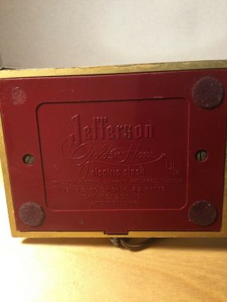 Vintage Jefferson Golden Hour Electric Art Deco Mystery Clock 7