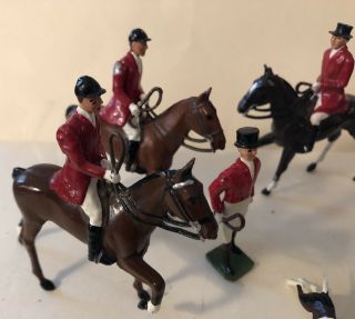Vintage Britains Fox Hunt 9 Piece Set Women Riders Galloping Dogs Rare 3