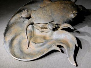 RYUBUNDO SIGNED Turtle Copper OKIMONO Statue Japanese Vintage Artwork 10