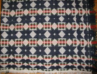 Antique Red,  Blue With Green Star Work Coverlet