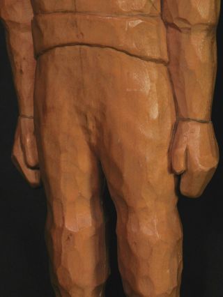 Vintage Mid - Century Modern Sculpture Wood Carving Rocket Man Astronaut 1950s OLD 5