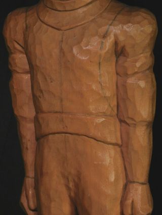 Vintage Mid - Century Modern Sculpture Wood Carving Rocket Man Astronaut 1950s OLD 6