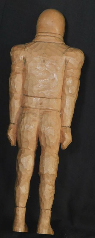 Vintage Mid - Century Modern Sculpture Wood Carving Rocket Man Astronaut 1950s OLD 7