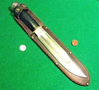 Vtg Sheath Hunt Blade Usa Ww1 Marbles Ideal 12 Knife 1 Orig 1918 Leather Case