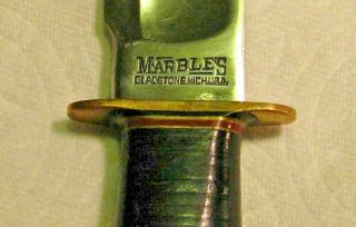 Vtg Sheath Hunt Blade USA WW1 MARBLES Ideal 12 Knife 1 ORIG 1918 Leather case 5