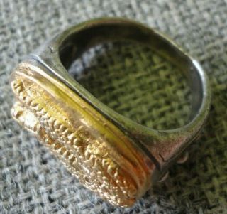 Ancient Antique Roman Silver Gold Ring Crocodile head 2