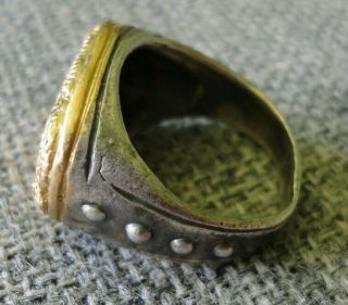 Ancient Antique Roman Silver Gold Ring Crocodile head 4