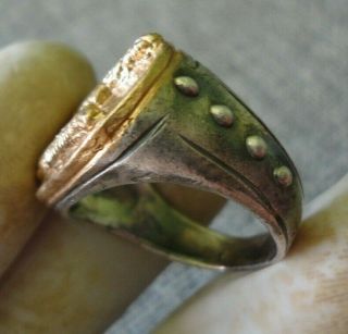 Ancient Antique Roman Silver Gold Ring Crocodile head 8