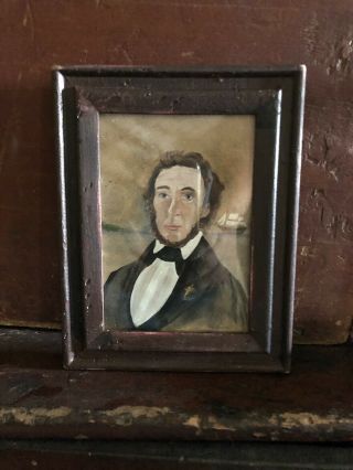 Primitive Hand Painted Portrait Early Look 4 Early Home Sea Captain 4