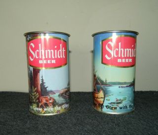 Two Vintage Schmidt Beer Can Mugs,  Doe Fawn,  Spear Fishing Canoe