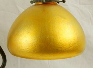 Tiffany Studios Style Bronze Base Student Desk Lamp with Two Golden Shades 10