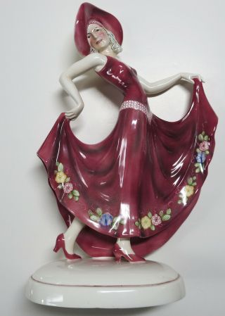 Katzhutte Hertwig Art Deco Porcelain Ceramic Figurine By Stephan Dakon 17 Inch