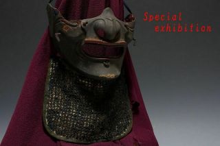 Japan Antique Edo Menpo Iron Yoroi Kabuto Mask 鎖 Armor Koshirae Katana Samurai 武