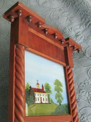 Antique Reverse Painted Mount Vernon Federal Cherry Wall Mirror with Rope Detail 10