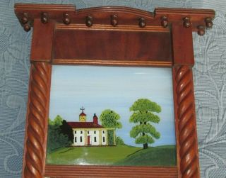 Antique Reverse Painted Mount Vernon Federal Cherry Wall Mirror with Rope Detail 3