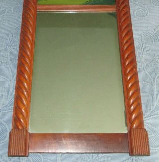 Antique Reverse Painted Mount Vernon Federal Cherry Wall Mirror with Rope Detail 4